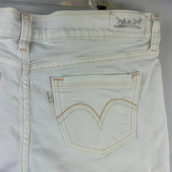 Levi's Denim Jean Shorts Women 27 White Stretch Low Rise Shorty Cuff Hem Booty - Picture 3 of 6